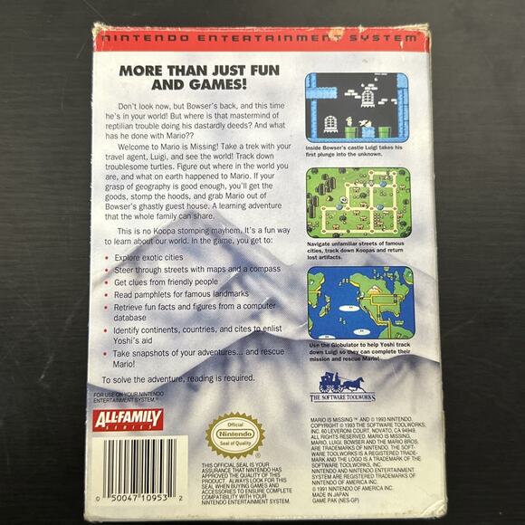 Mario is Missing (Nintendo Entertainment System, 1993) W/ Insert, Manual, Sleeve - Picture 14 of 14
